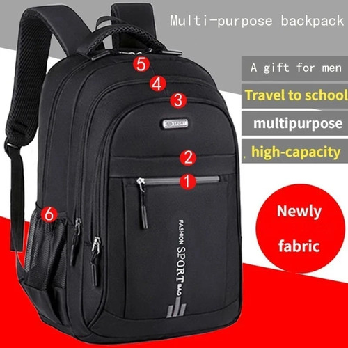 Black backpack rucksack - black,